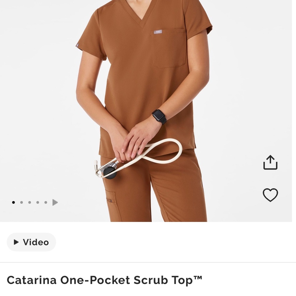 Brown Scrub Top and Pants Set